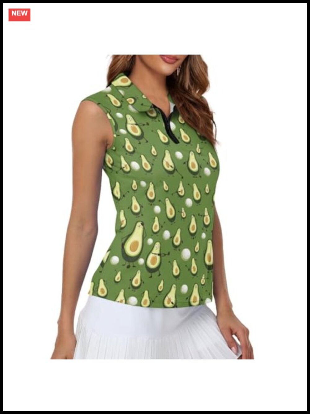 Women's Sleeveless Golf Shirt Zip Polo Tank Top Polyester Summer Athletic